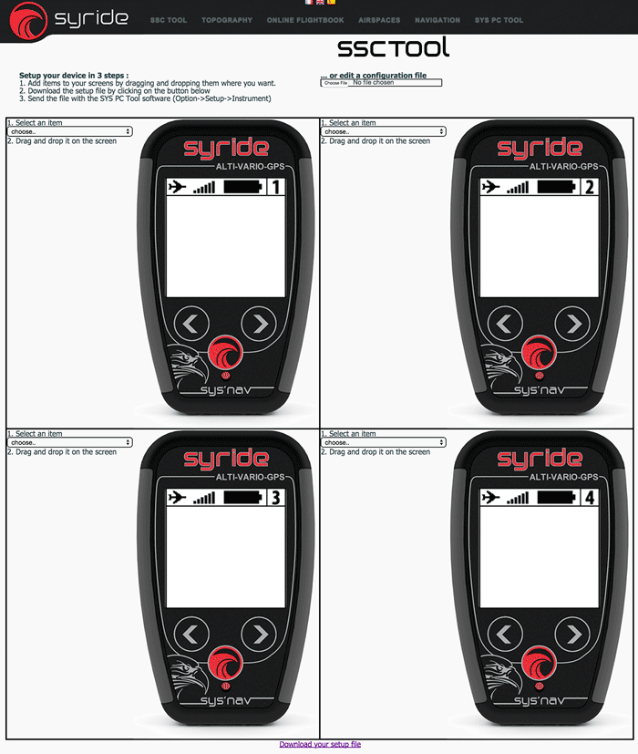 syride configuracion pantallas