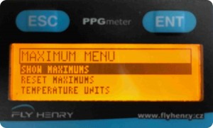 Menú maximums del PPG Meter.