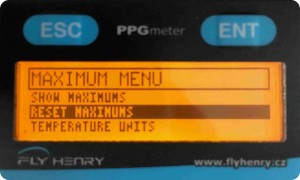Menú maximums del PPG Meter.