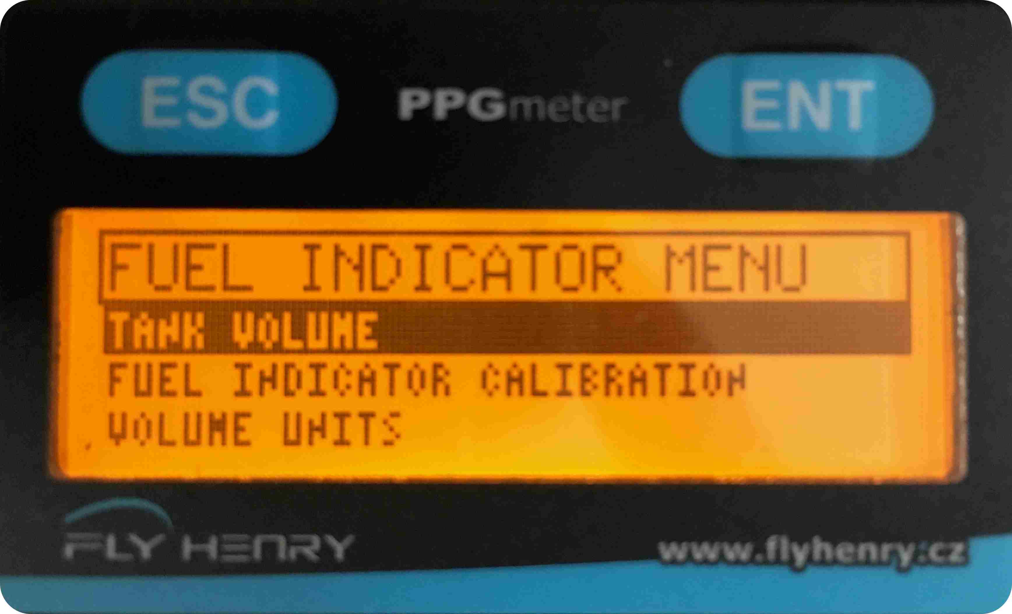 Menú Fuel Indicator del PPG Meter.