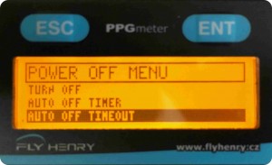 Menú Power off del PPG Meter.