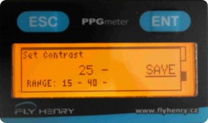 Menú Setting del PPG Meter.