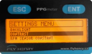 Menú Setting del PPG Meter.