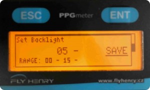 Menú Setting del PPG Meter.
