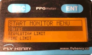 Menú Start Monitor System del PPG Meter.