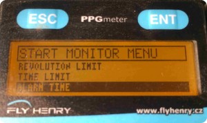 Menú Start Monitor System del PPG Meter.
