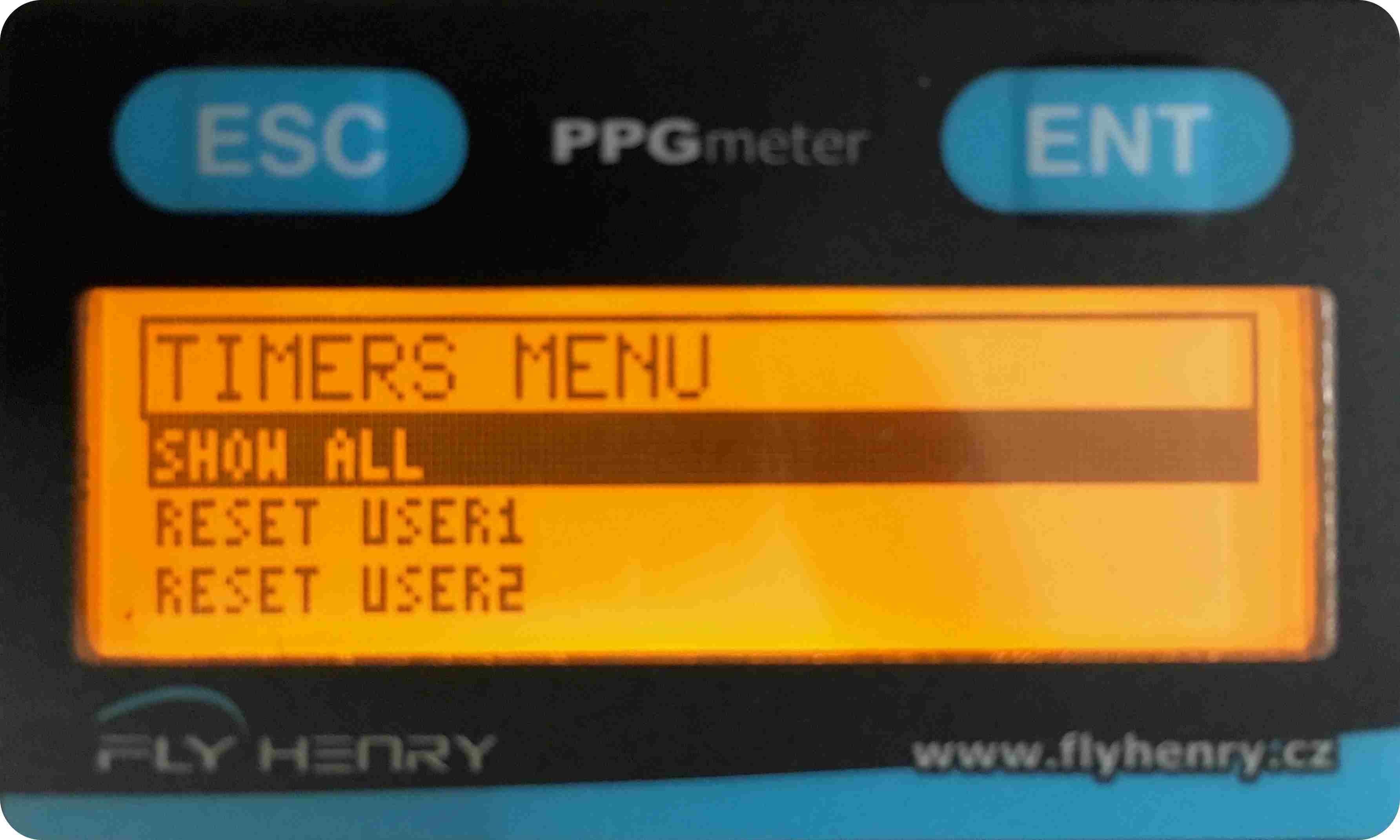 Menú timers del PPG Meter.