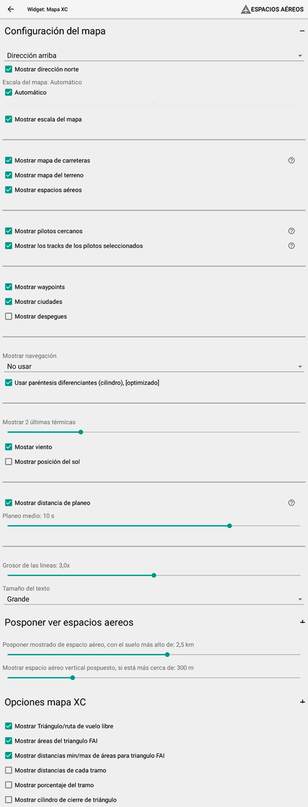 Air3 - opciones configuracion mapa